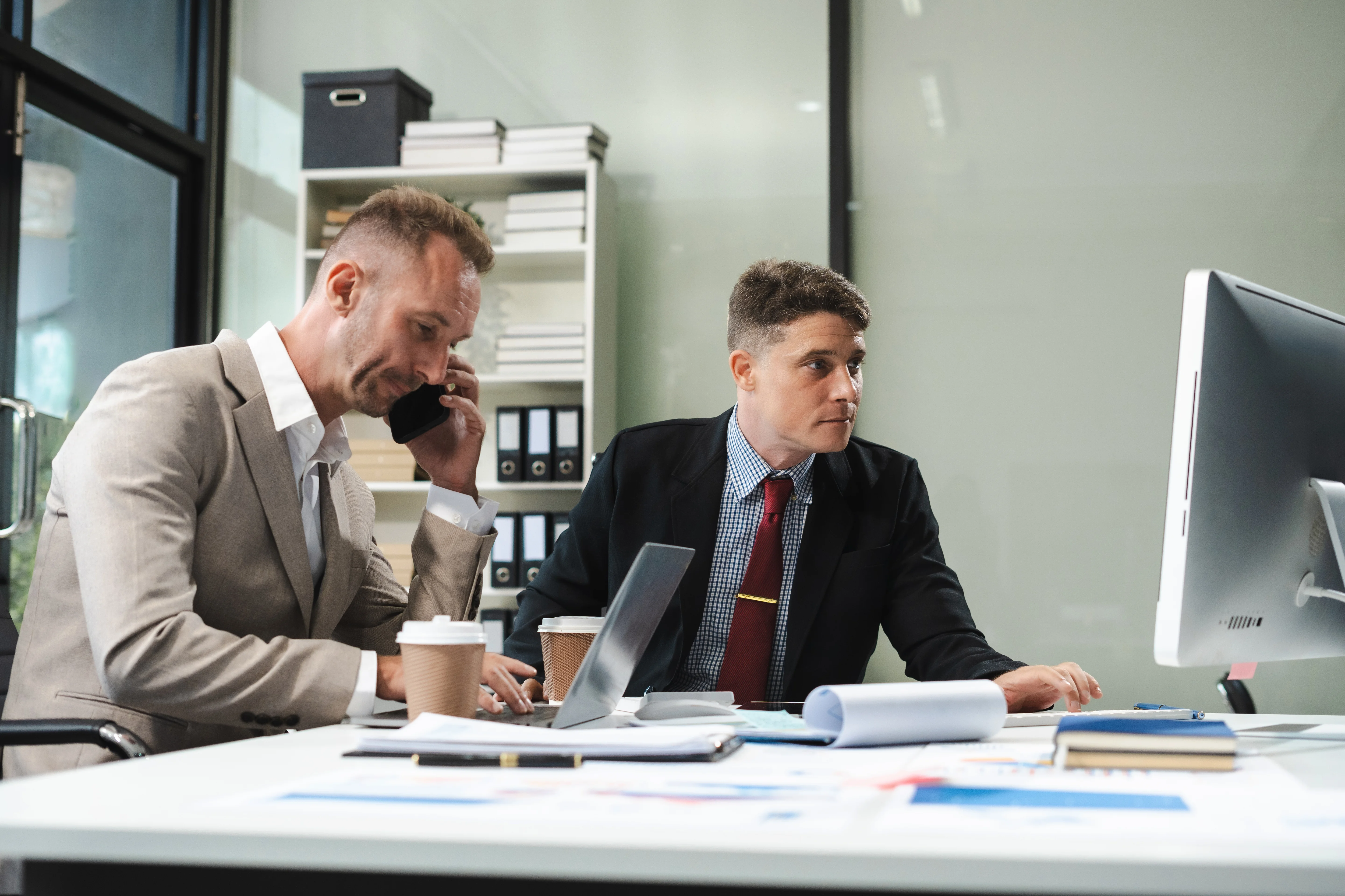 A business team working on a project in the office.